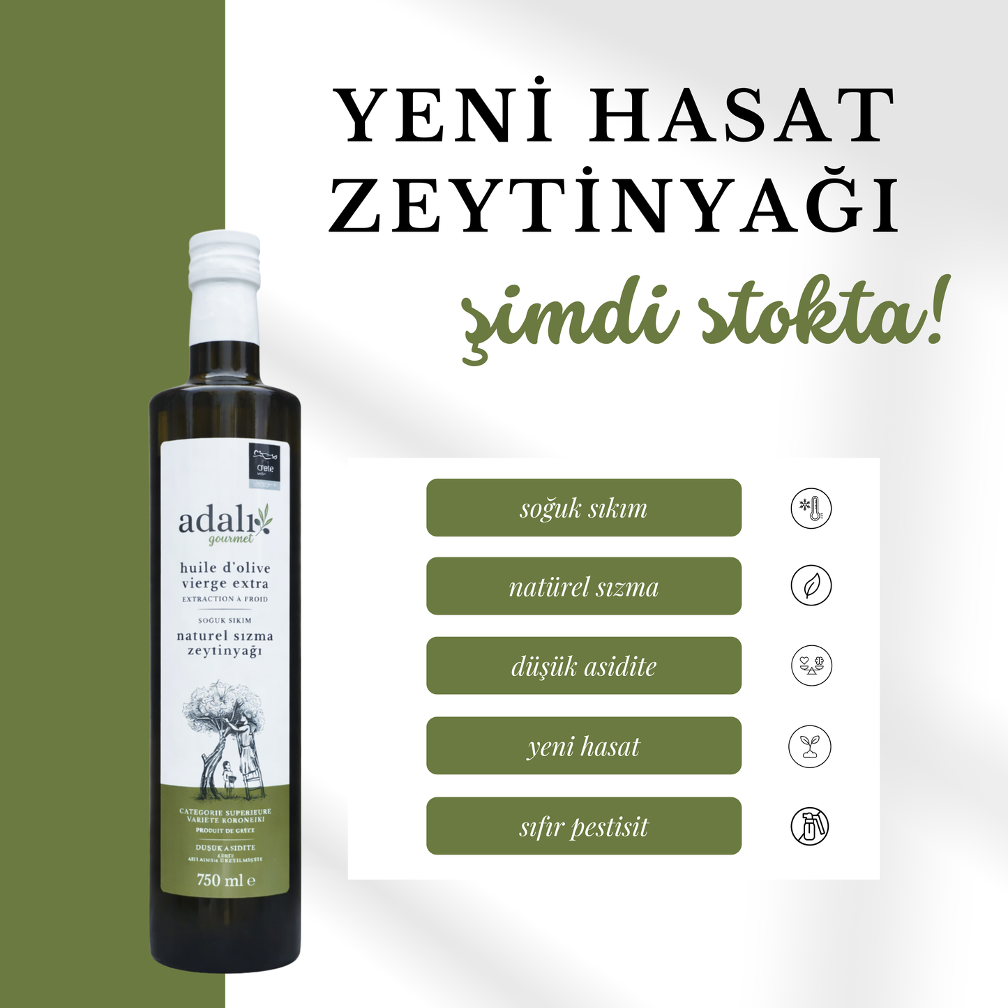 Huile d'olive vierge extra crétoise - première pression à froid - 750 ml
