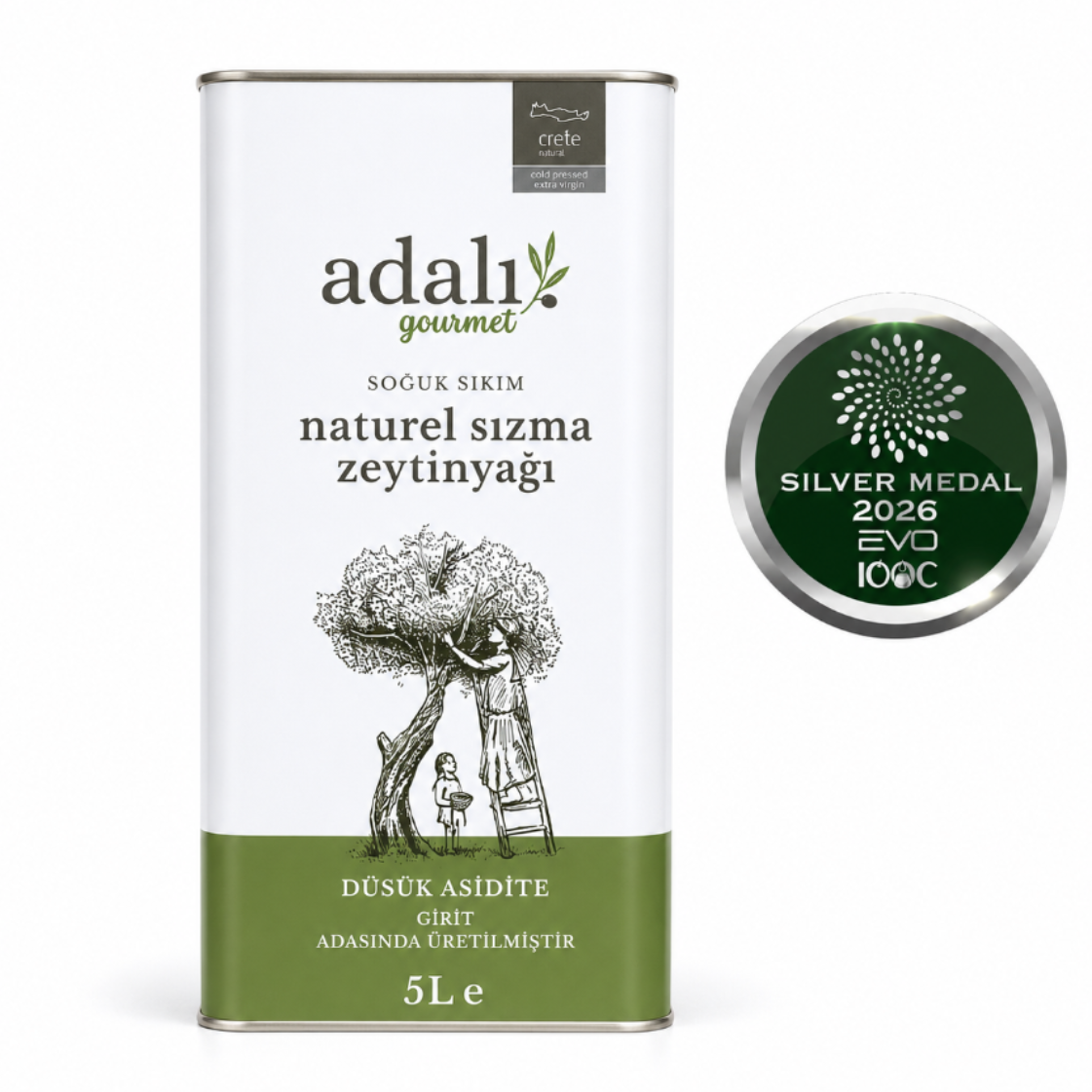Soğuk sıkım naturel sızma Girit zeytinyağı - 5 litre