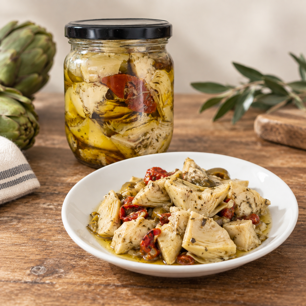 Kuru domatesli bebek enginar salatası - 425 cc