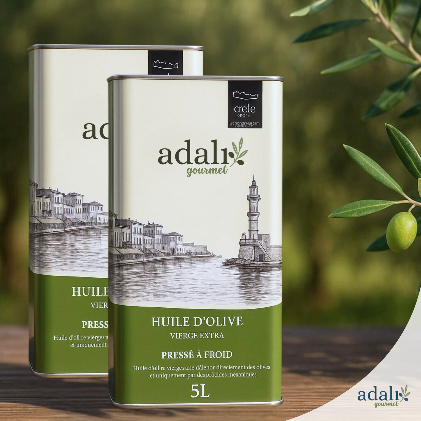 Huile d’olive vierge extra de Crète – première pression à froid – 10 L (2 x bidon 5 L)